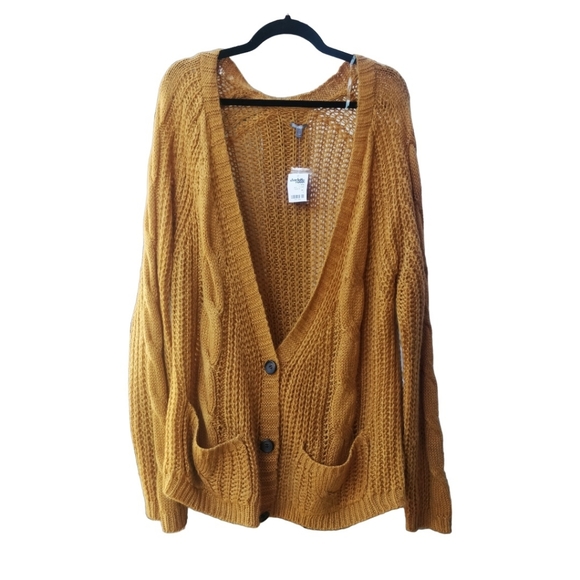 Charlotte Russe Chunky Mustard Yellow Cardigan - Picture 1 of 5